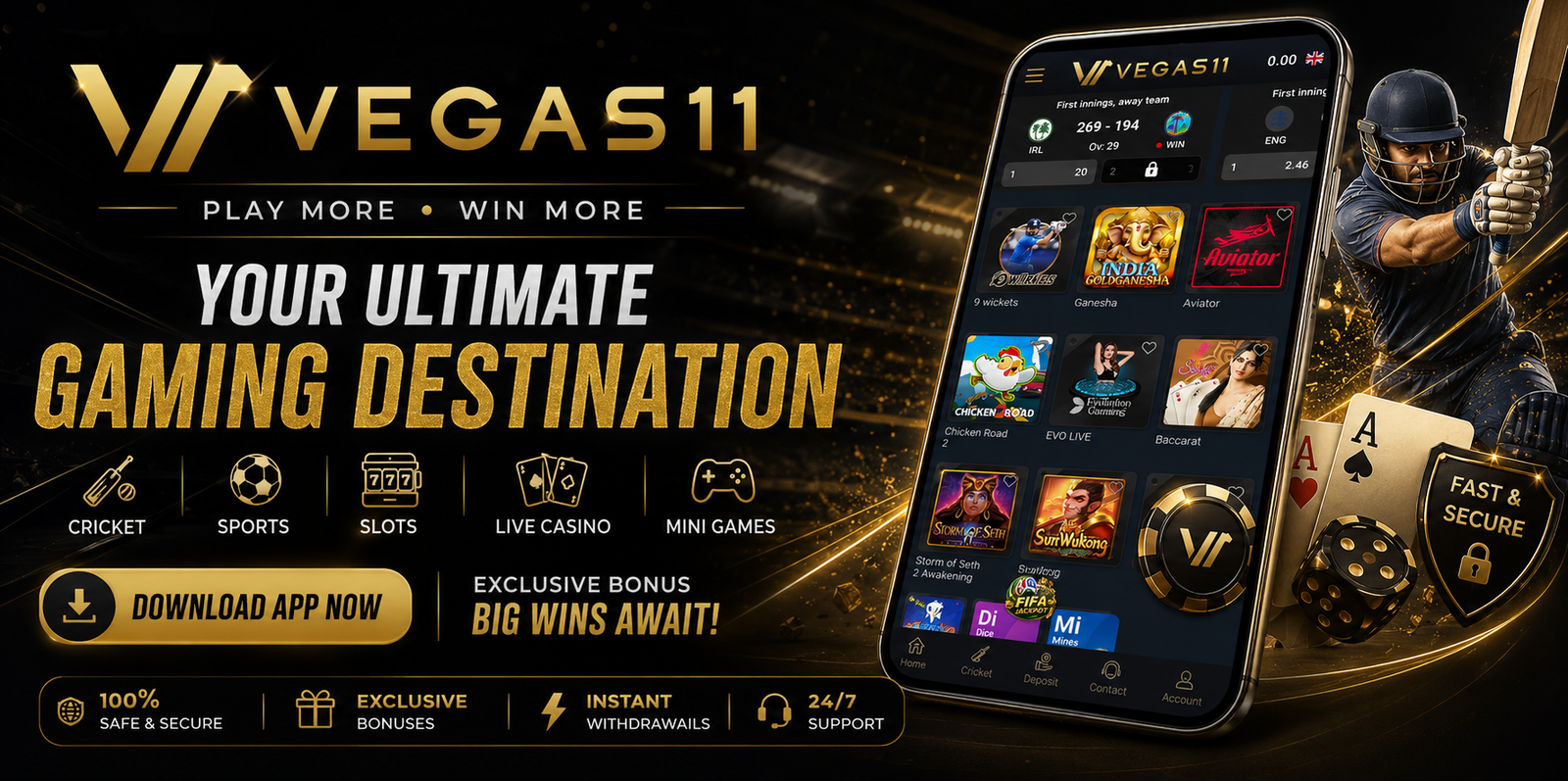 Vegas11 â€” your ultimate gaming destination, download the app now